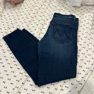 Mother High wasisted Looker Ankle Fray in tongue and cheek color